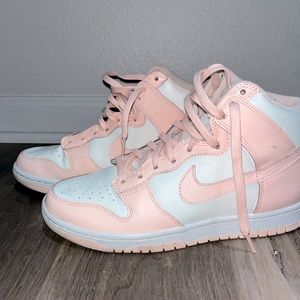Coral high top Air Force Ones